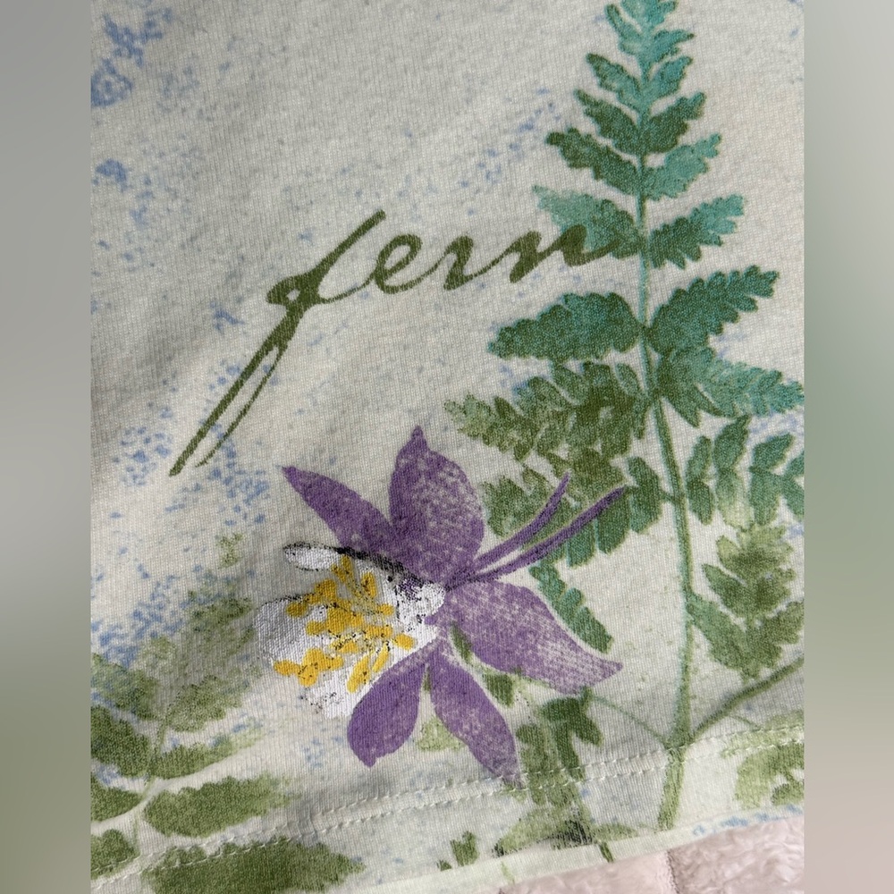Artisans Woodland Serenity Nature Green 3/4 Length Sleeve Embellished Top M - Picture 8 of 10